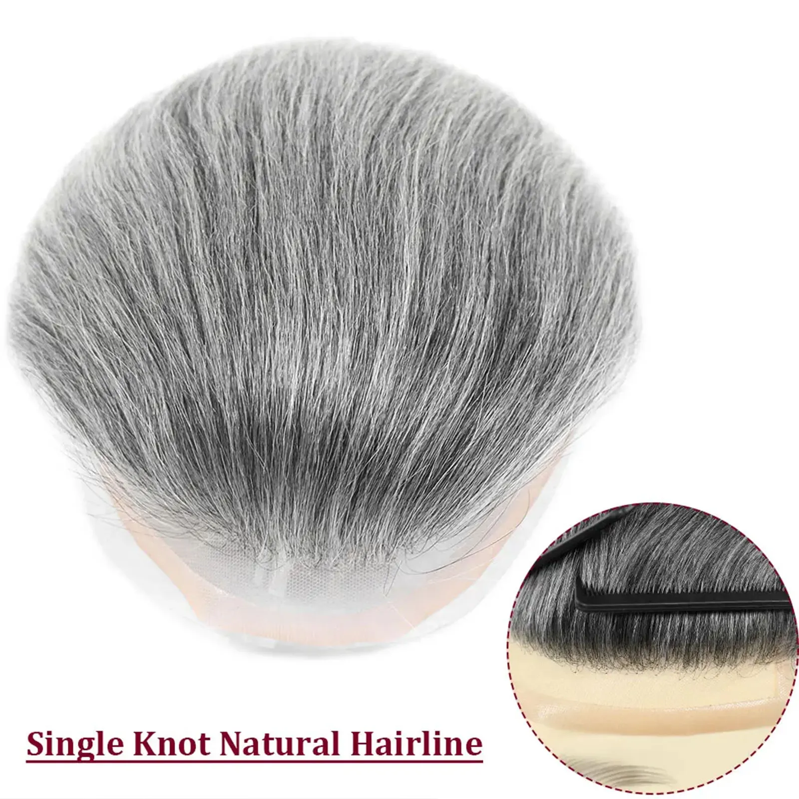 #1B40/#1B60/#1B80 Grey Men's Toupee Hair Replacement System Human Hairpiece Back Style Mono PU Breathable Lace Front Male Wig
