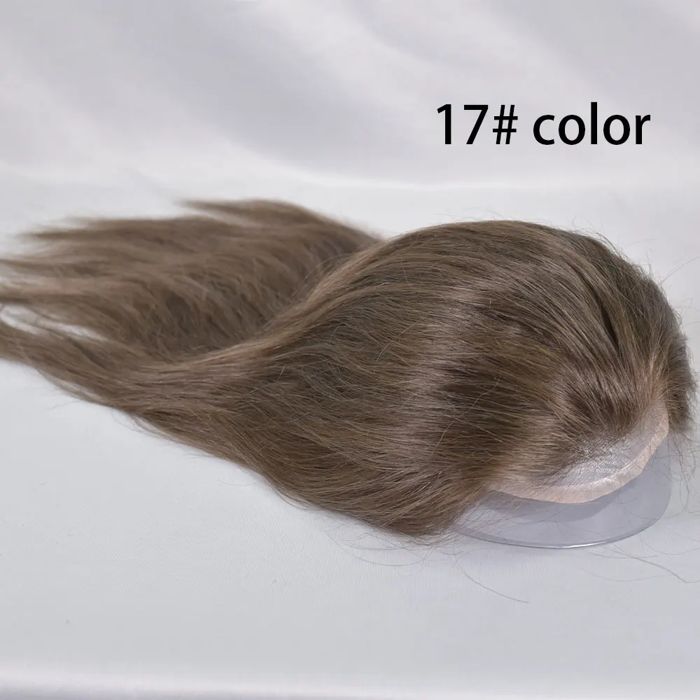 Mens Human Hair Durable Mono Lace Long Toupee For Men Hairpiece Replacement System 12inch Swiss Lace Front Men Wigs 8"x10" 17#