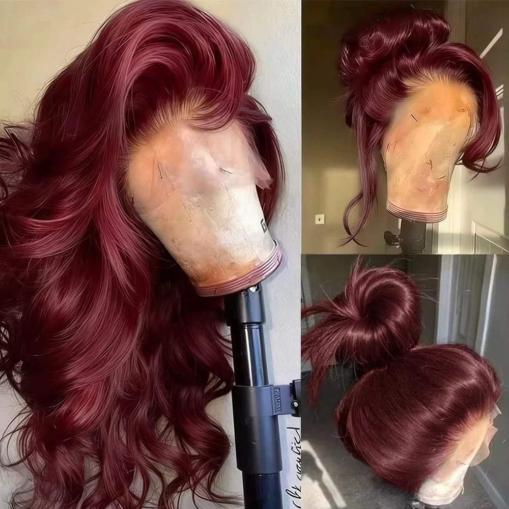 13X6 13X4 Hd Lace Human Hair Wigs Wine Red 99J Body Wave Lace Front Wigs Burgundy Lace Frontal Wig For Black Women Colored Wigs