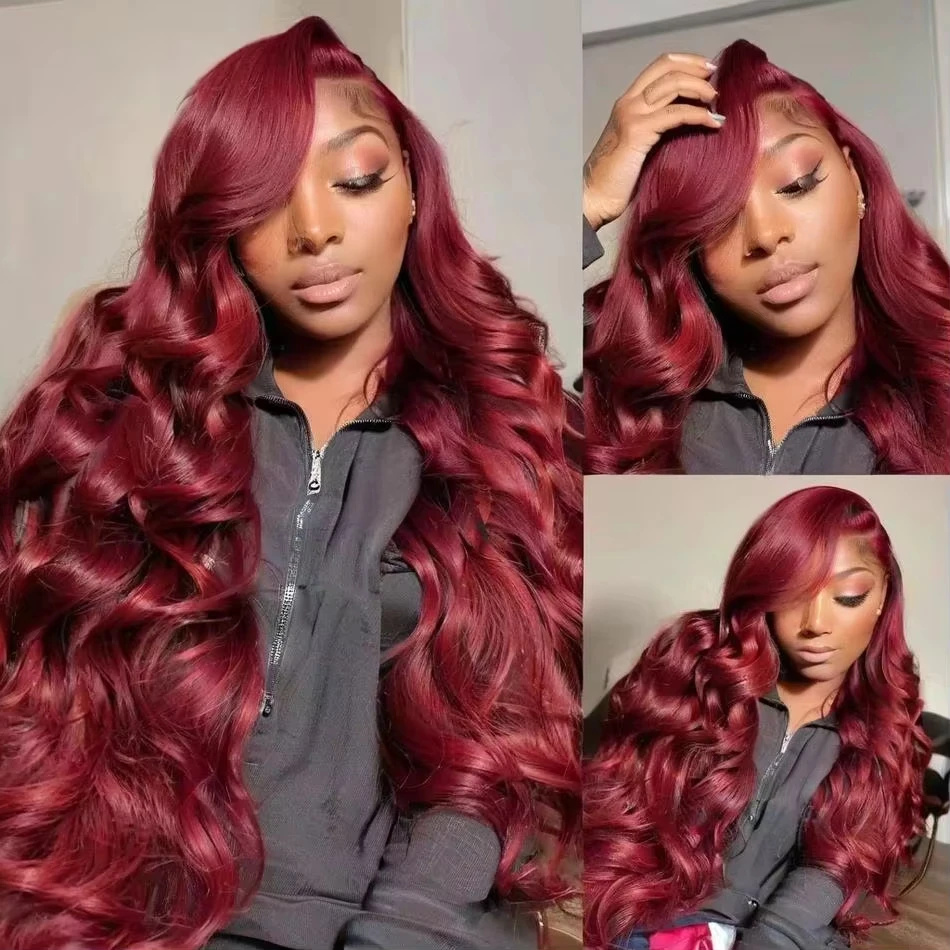 13X6 13X4 Hd Lace Human Hair Wigs Wine Red 99J Body Wave Lace Front Wigs Burgundy Lace Frontal Wig For Black Women Colored Wigs