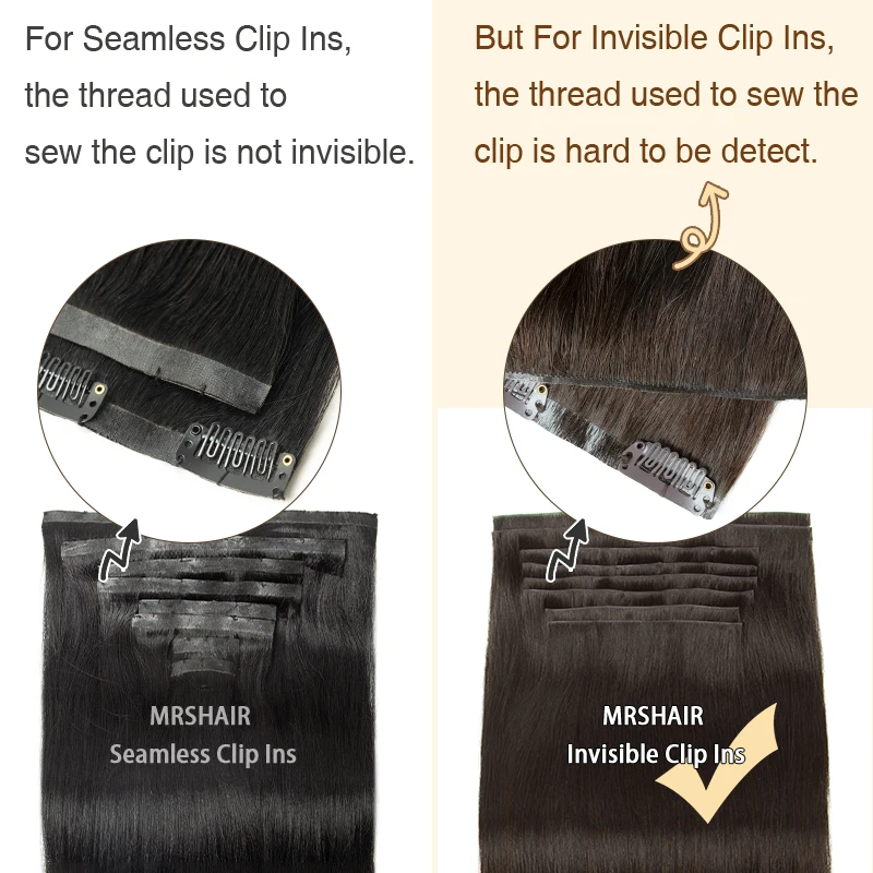 Seamless PU Clip In Hair Extensions Human Hair Invisible PU Clip on Hair For Thin Raw Hair 7PCS 12-24inch 100G-120G