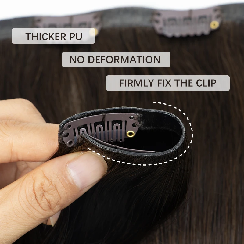 Seamless PU Clip In Hair Extensions Human Hair Invisible PU Clip on Hair For Thin Raw Hair 7PCS 12-24inch 100G-120G