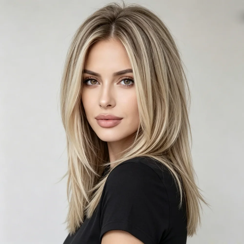 Straight Hair Soft Highlight Blond 150 density 13×4 100%human hair wig lace front wig, with baby hair pre plucked