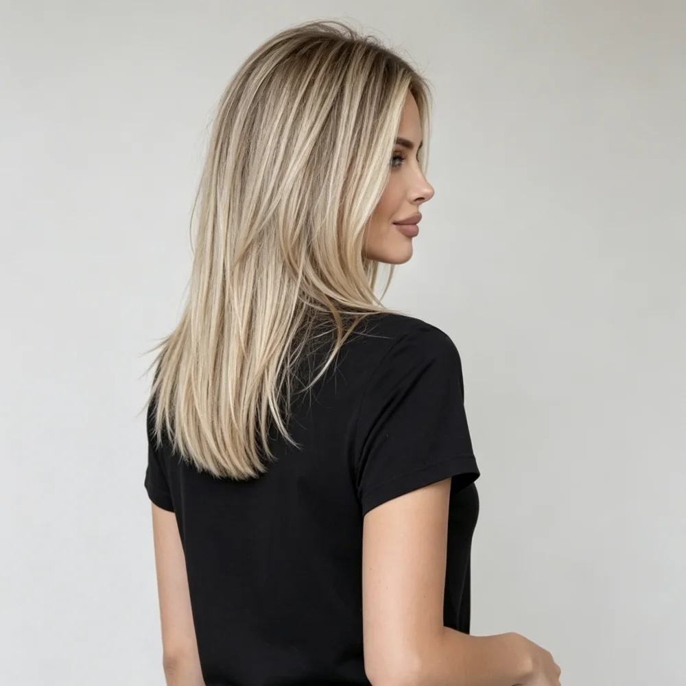 Straight Hair Soft Highlight Blond 150 density 13×4 100%human hair wig lace front wig, with baby hair pre plucked