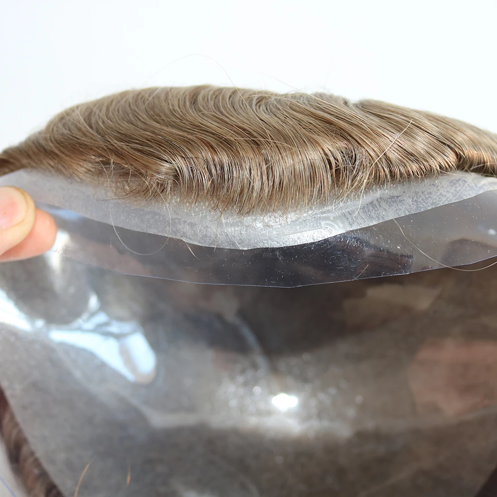 Natural Real 90Density Capillary Prosthes System Super Thin 0.02mm Skin Base Hairpieces Invisible Hairline Human Hair Men Toupee