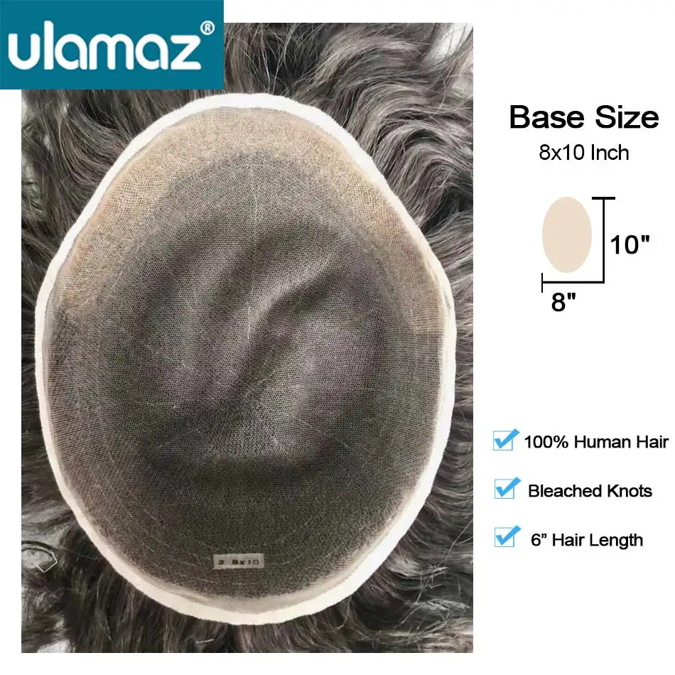 Full Lace Men's Wig Natural Human Hair Toupee Wig Man French Lace Male Hair Prosthesis Bleach Knots Wigs Hair System For Man