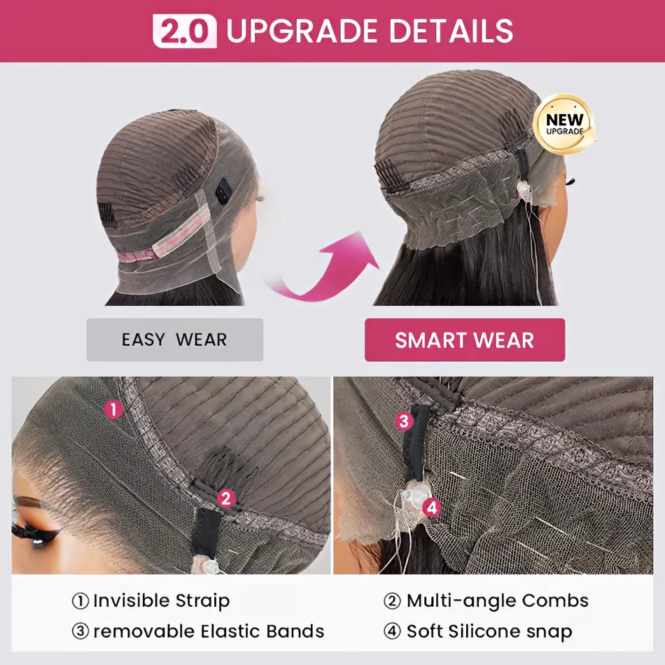 No Glue Upgrade Invisi Strap 360 Full HD Lace Frontal Kinky Curly Wig Black Human Hair 360 Drawstring Deep Water Wigs Glueless