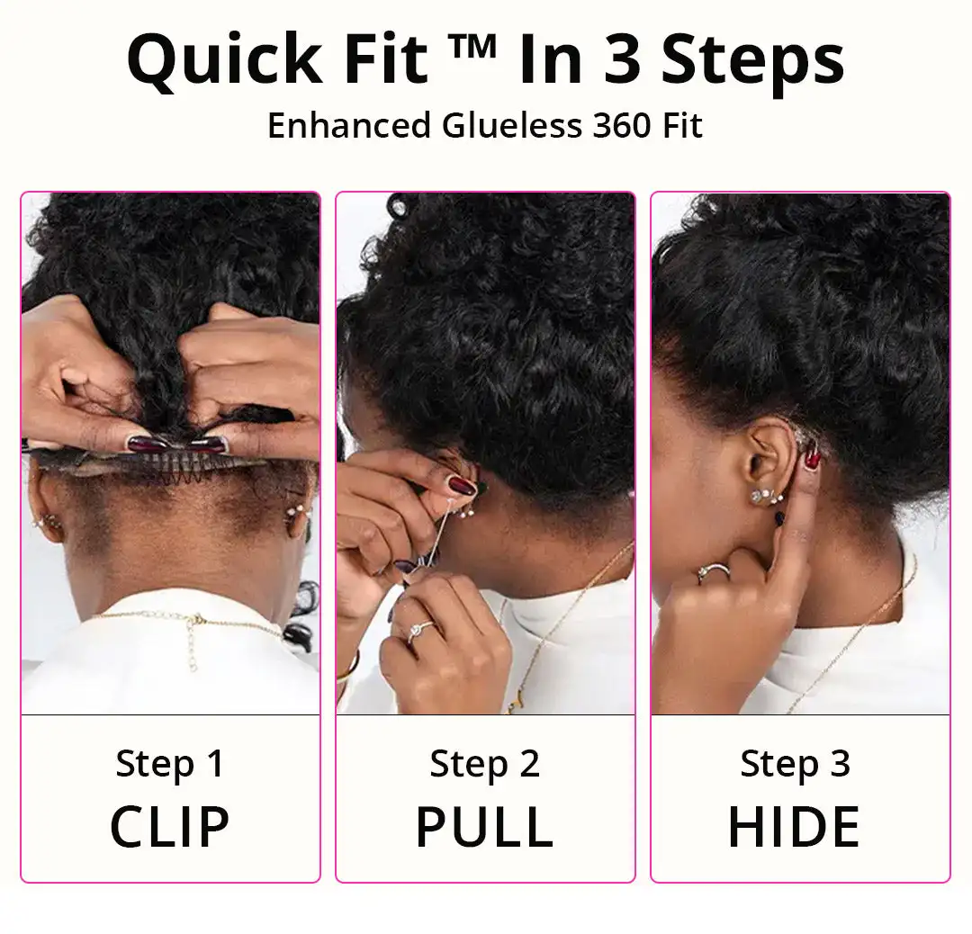No Glue Upgrade Invisi Strap 360 Full HD Lace Frontal Kinky Curly Wig Black Human Hair 360 Drawstring Deep Water Wigs Glueless