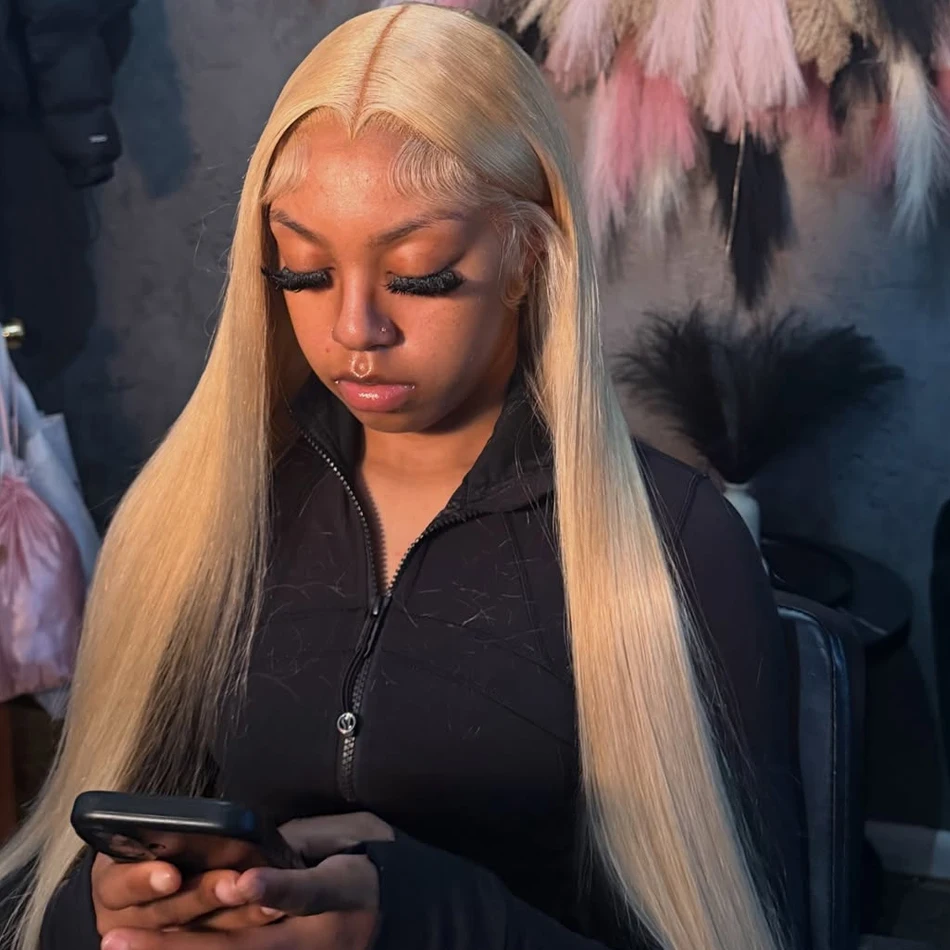 613 Blonde Wig 40 Inch Bone Straight Human Hair Wigs 13x6 HD Lace Frontal Wig Brazilian 210 Density Pre Plucked Colored Human Hair Lace Front Long Wigs