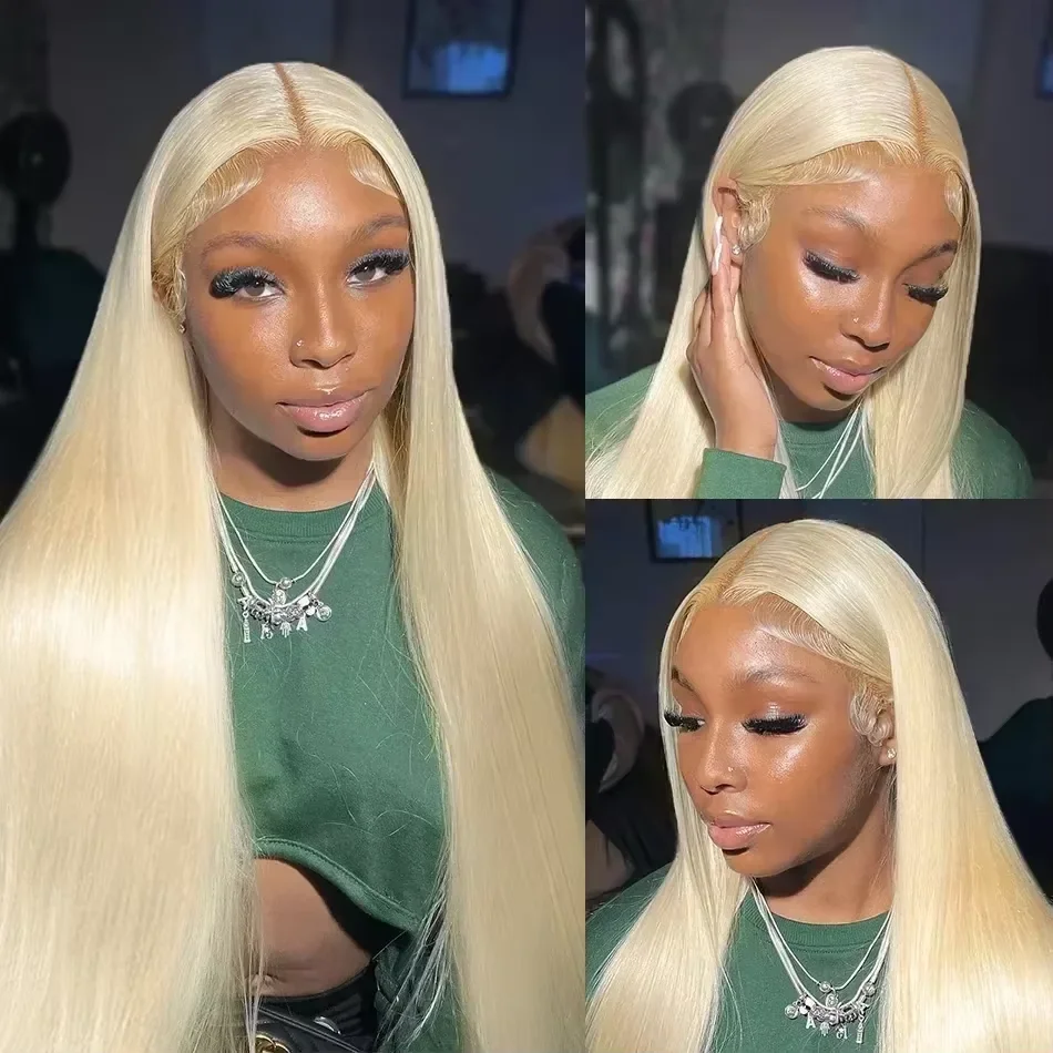 613 Blonde Wig 40 Inch Bone Straight Human Hair Wigs 13x6 HD Lace Frontal Wig Brazilian 210 Density Pre Plucked Colored Human Hair Lace Front Long Wigs