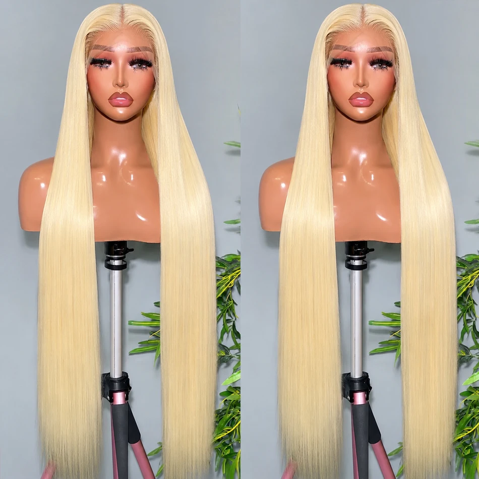 613 Blonde Wig 40 Inch Bone Straight Human Hair Wigs 13x6 HD Lace Frontal Wig Brazilian 210 Density Pre Plucked Colored Human Hair Lace Front Long Wigs