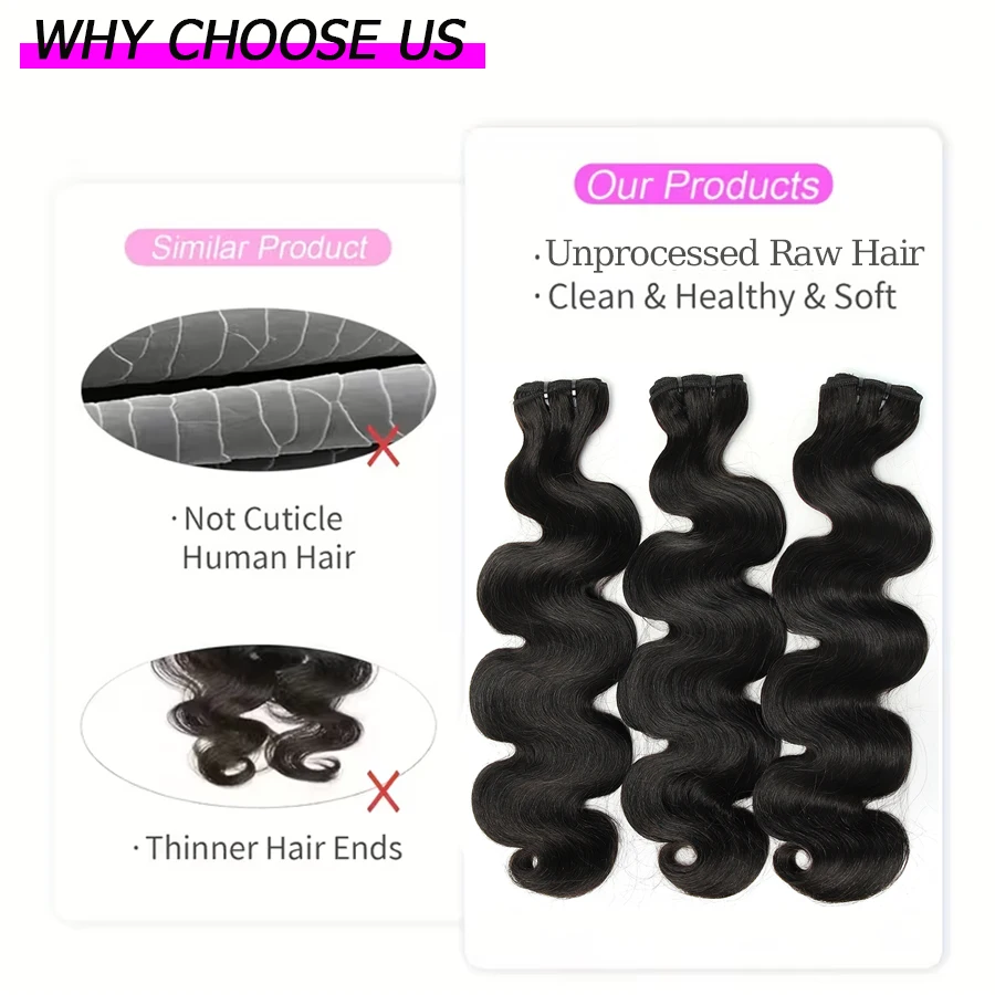 Body Wave Raw Hair Bundles 100% Unprocessed Human Hair Extensions 1/3/4 PCS Human Hair Bundles Virgin Hair Weaving For Women