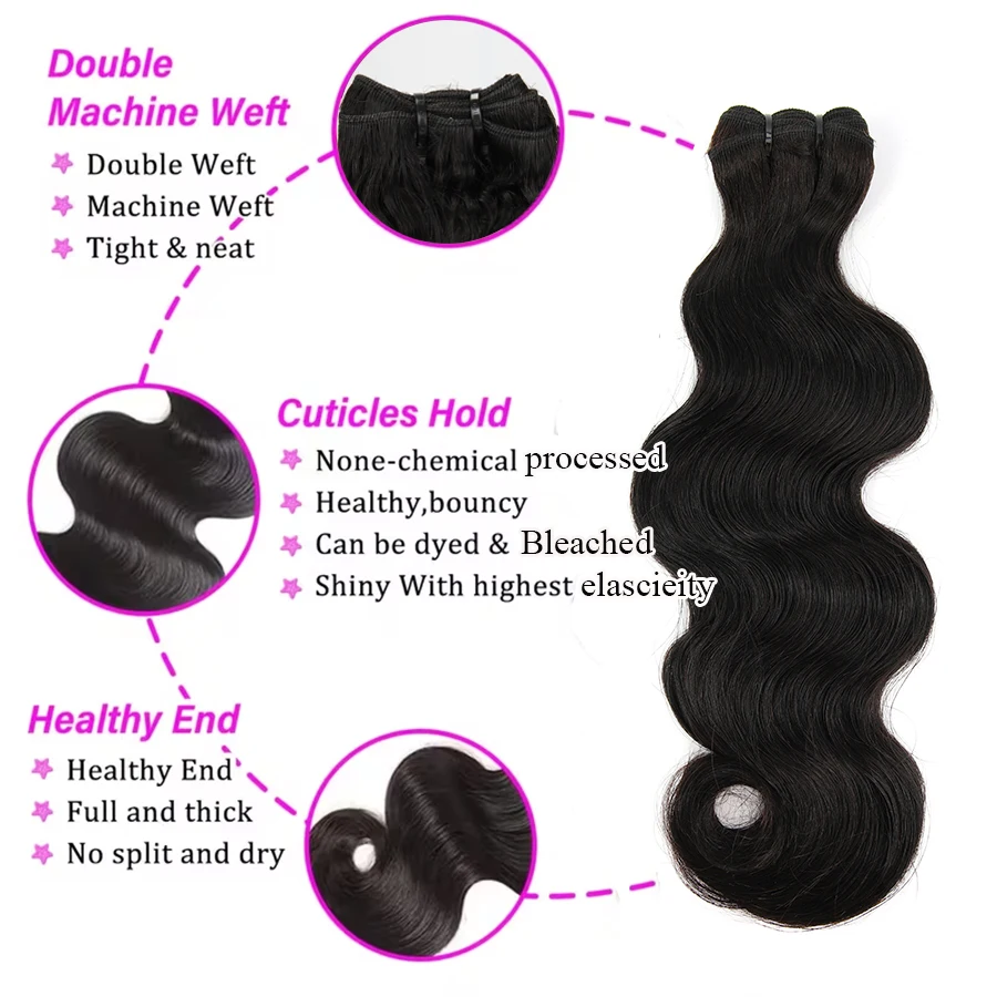 Body Wave Raw Hair Bundles 100% Unprocessed Human Hair Extensions 1/3/4 PCS Human Hair Bundles Virgin Hair Weaving For Women