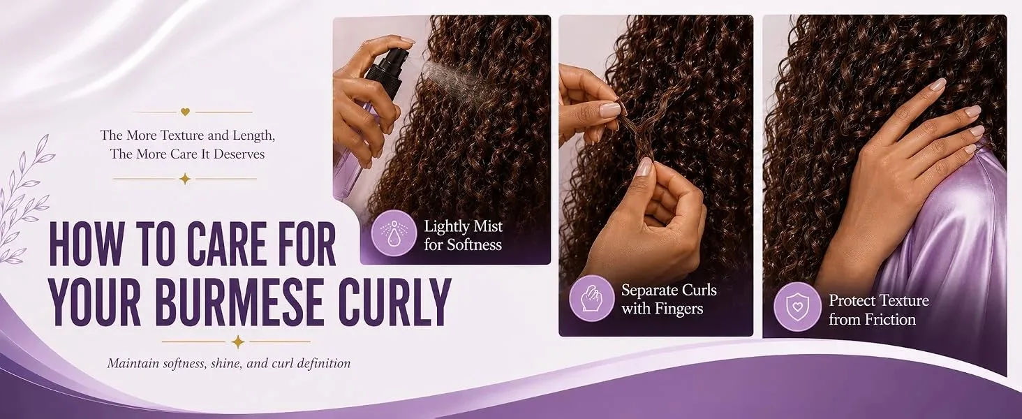 Chocolate Brown Burmese Curly Hair Crochet Bundles 18 Inch 50g Pre-Separated Feather Crochet Hair Wet and Wavy Invisible Crochet Hair Extensions