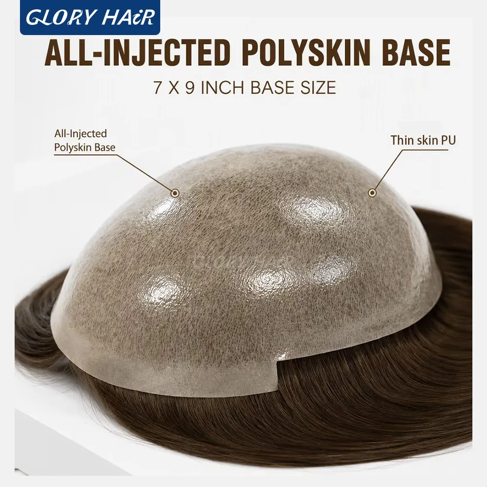 TP22INJ-14" 16" Chinese Remy Hair Toppers For Women Injected Polyskin Base Looks Natural Female Human Hair Topper Wigs