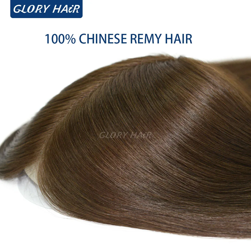 TP22INJ-14" 16" Chinese Remy Hair Toppers For Women Injected Polyskin Base Looks Natural Female Human Hair Topper Wigs