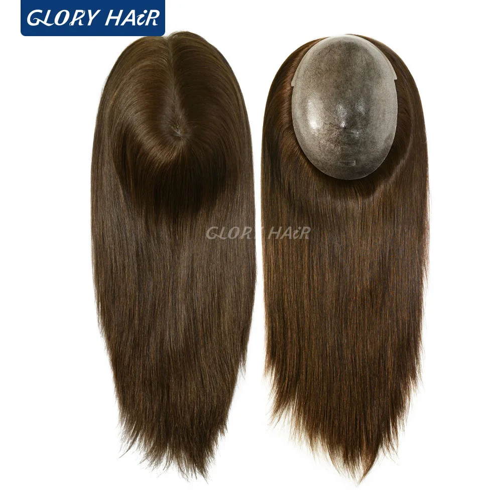 TP22INJ-14" 16" Chinese Remy Hair Toppers For Women Injected Polyskin Base Looks Natural Female Human Hair Topper Wigs
