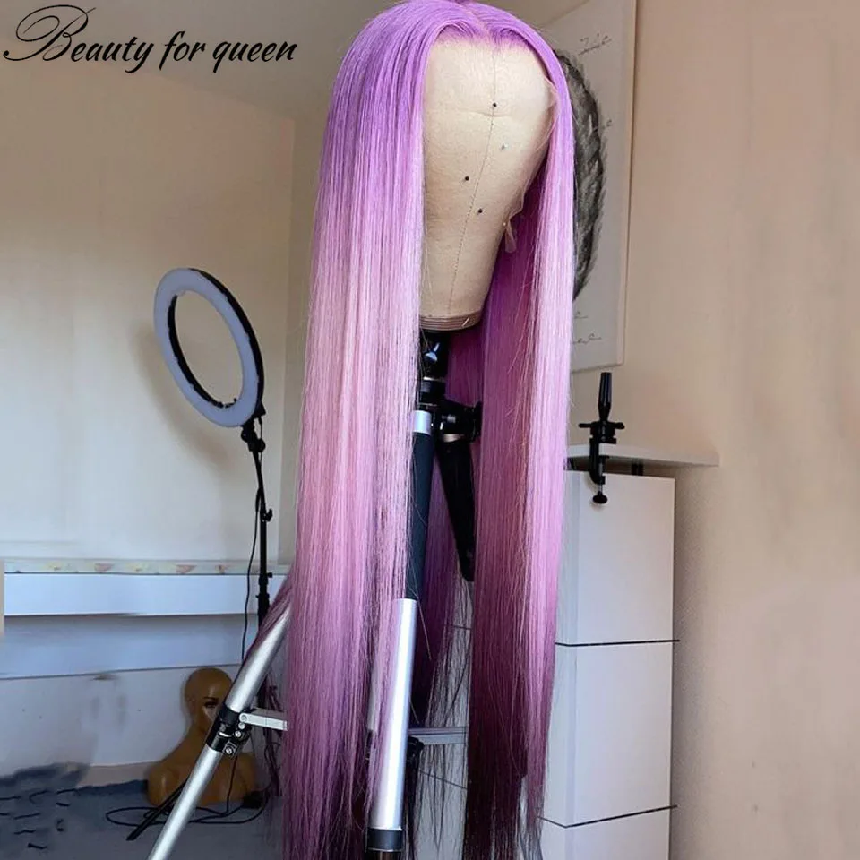 Beauty 2026 Ombre Purple Lace Front Human Hair Wig 13x4 Transparent For Women Cosplay 180% Density 2026 New Product Customize