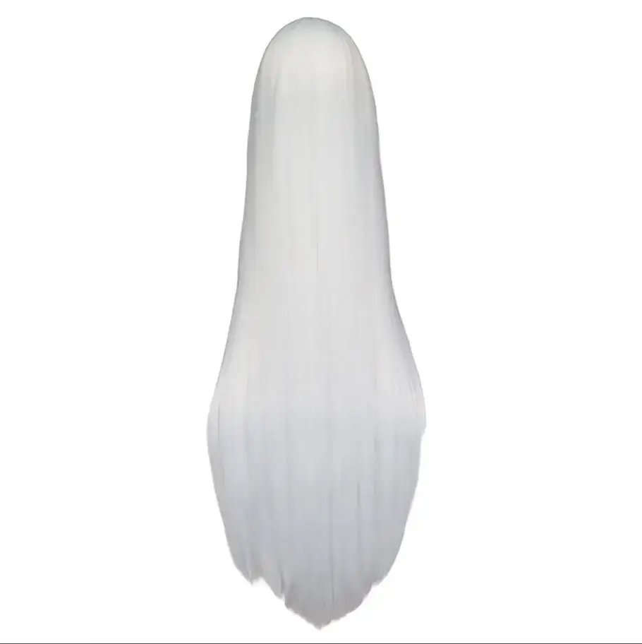 White Wig 100CM/40 Inches Synthetic Heat Resistant Fiber Long Halloween Costume Cosplay Carnival Straight Hair