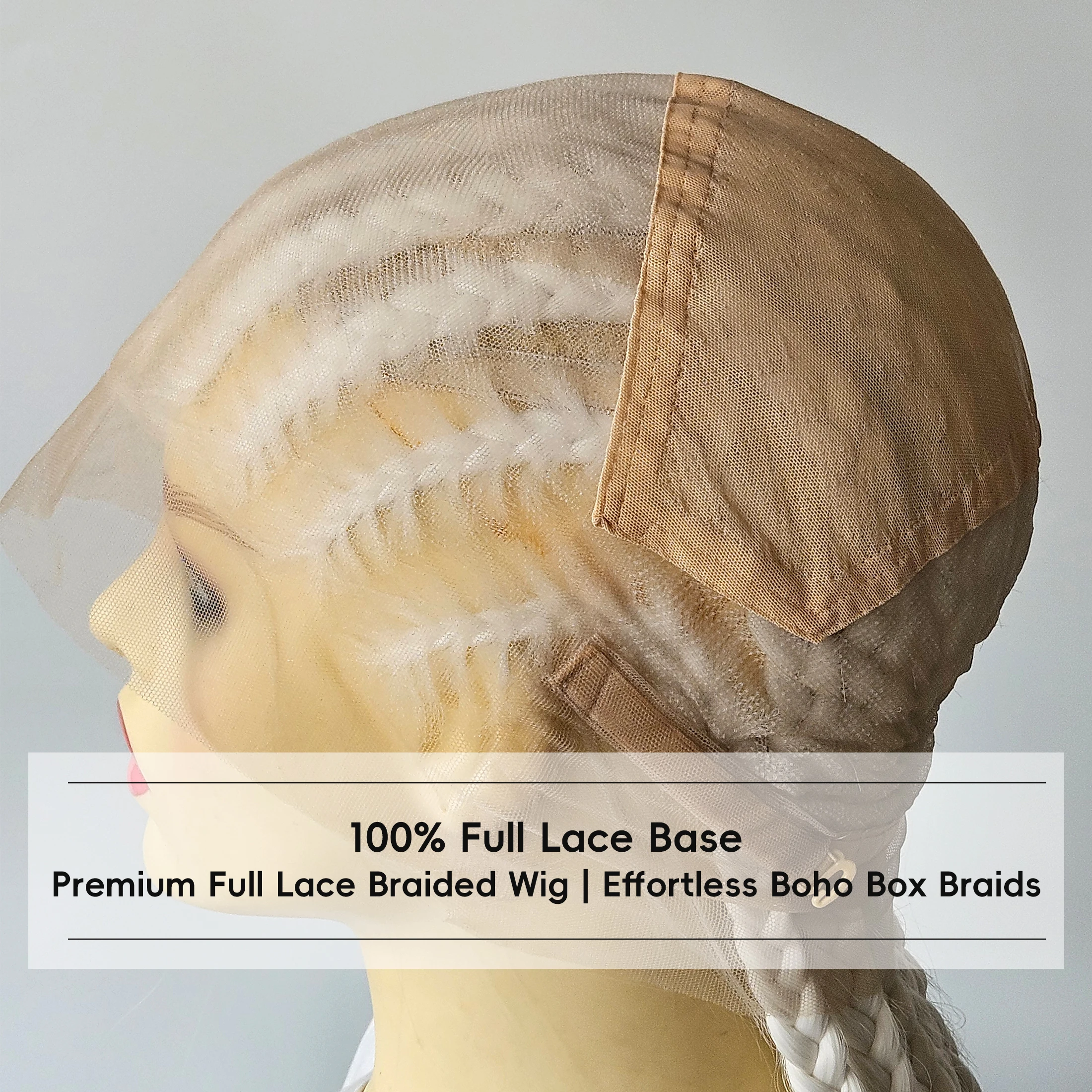 Full Lace Braided Wigs 26" Pure White Synthetic Hair 11 Strands Box Braids Glueless Cosplay Festival Party Wig Unisex HandTied