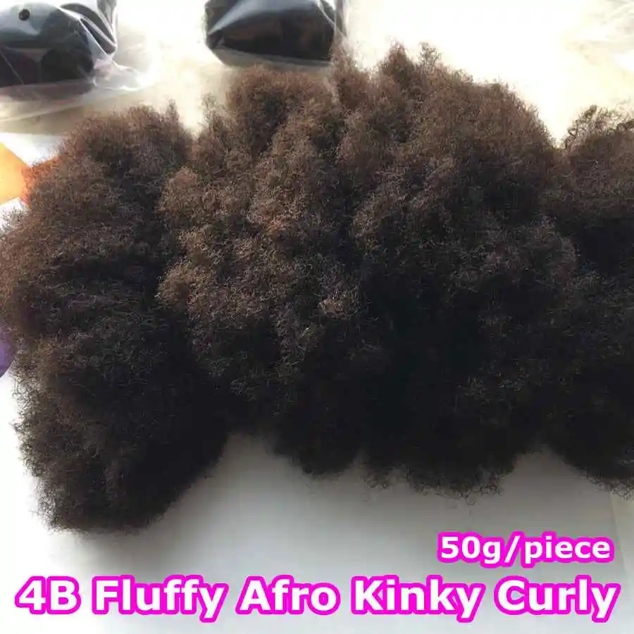 Raw Human Hair Weave Fluffy Bundles Deal Double Drawn Afro Kinky Curly Bundles Natural Black Remy Wavy Hair Extensions 3Bundles