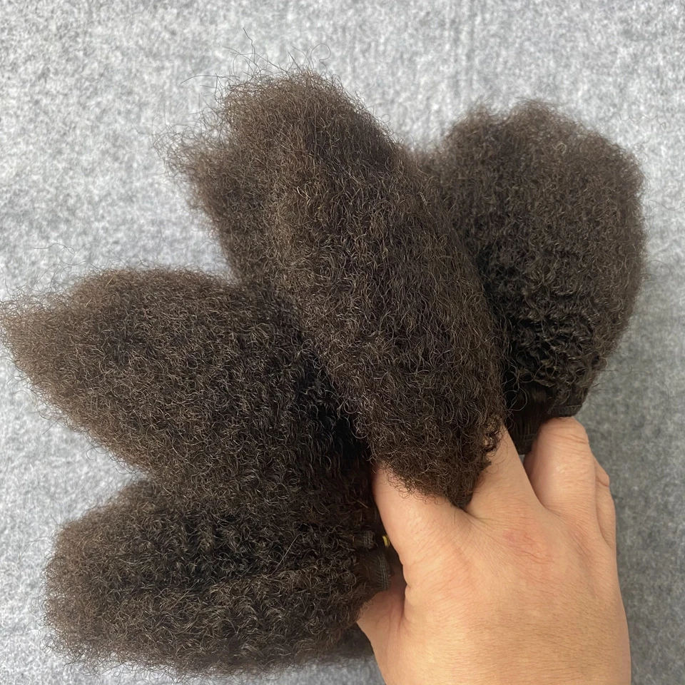 Raw Human Hair Weave Fluffy Bundles Deal Double Drawn Afro Kinky Curly Bundles Natural Black Remy Wavy Hair Extensions 3Bundles