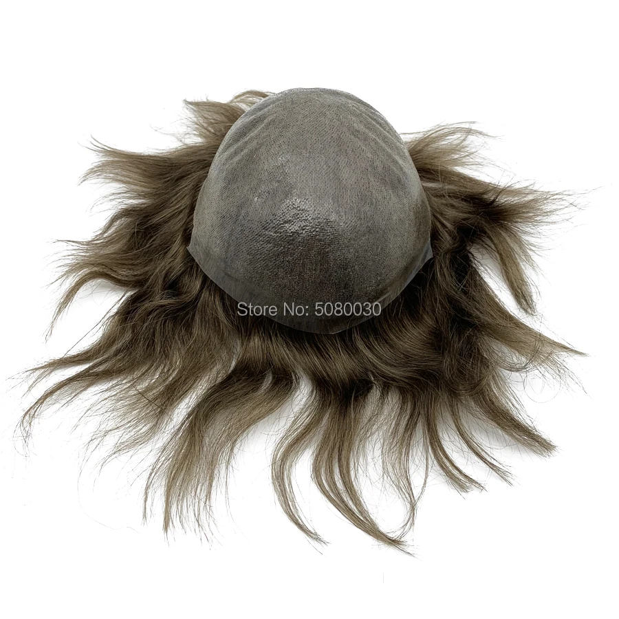 Invisible Knot Natural Hairline Men Toupee 100% Euro-Touch Human Hair Front Toupee