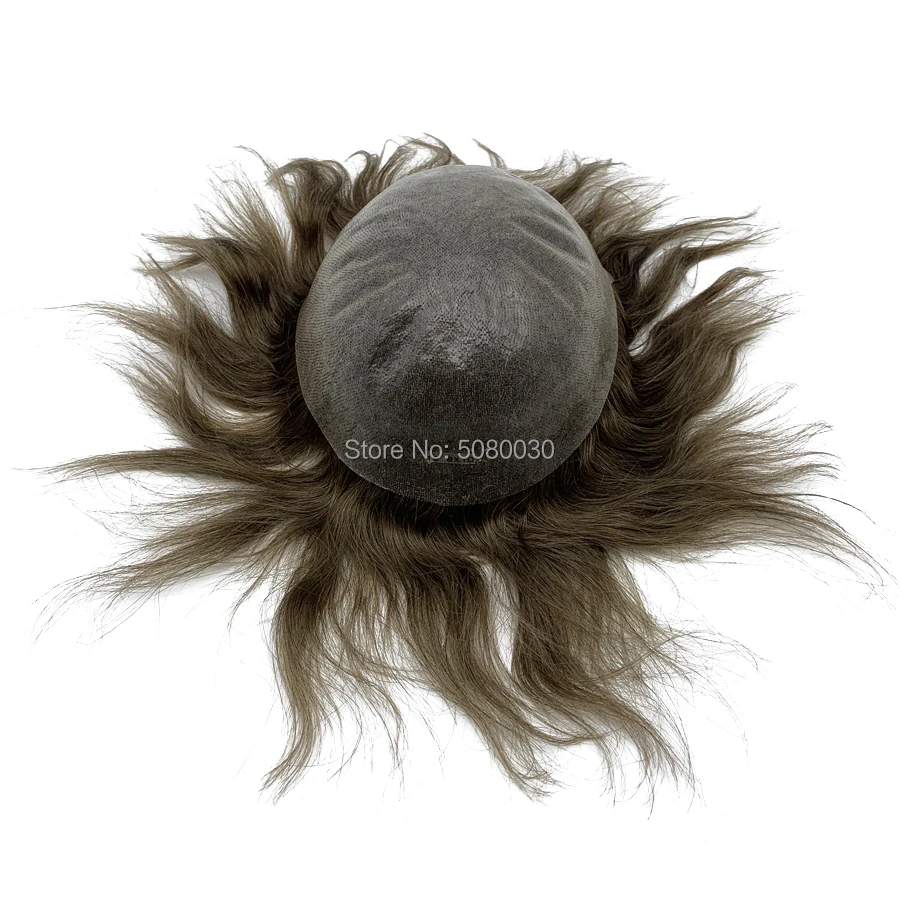 Invisible Knot Natural Hairline Men Toupee 100% Euro-Touch Human Hair Front Toupee
