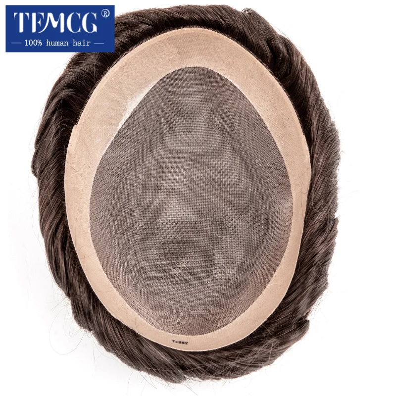 Male Hair Prosthesis Fine Mono,High Quaitly, Breathable and Durable Toupee For Men 100% Natural Human Hair Toupee Wigs For Men