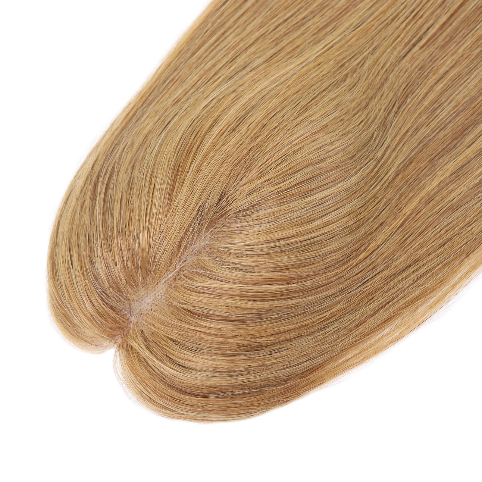 Honey Blonde Human Hair Toppers for Women 16Inch Straight Clip In Remy Hair Extensions Mono Base Topper Hairpiece for Thin Hair