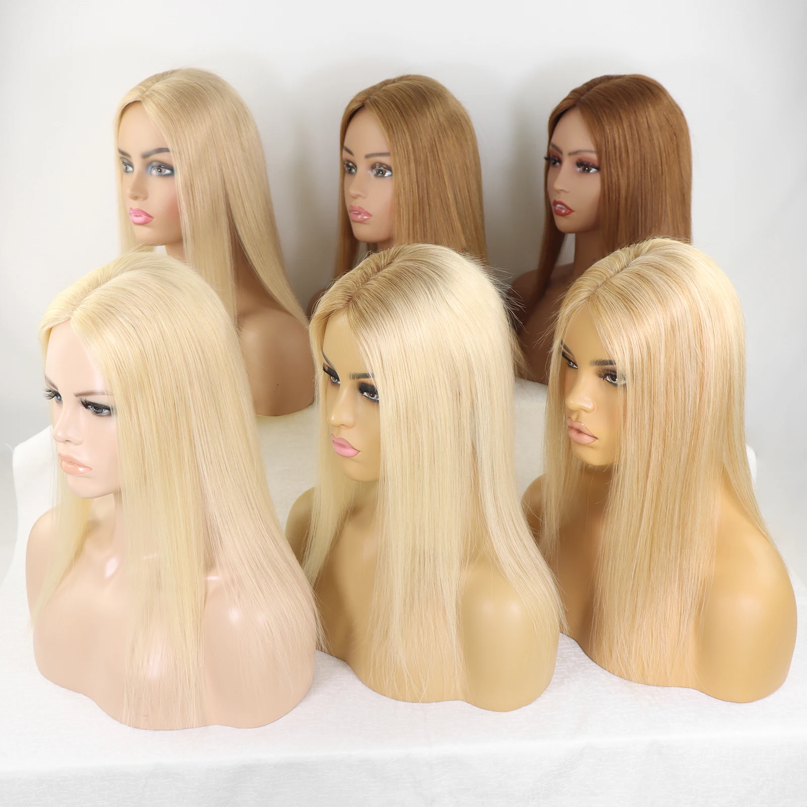 Honey Blonde Human Hair Toppers for Women 16Inch Straight Clip In Remy Hair Extensions Mono Base Topper Hairpiece for Thin Hair