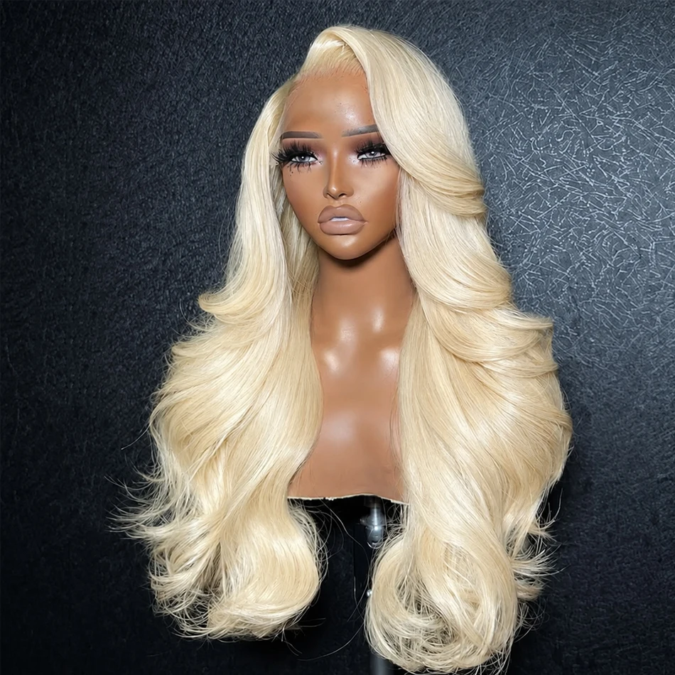 613 Lace Frontal Blonde Wigs Pre Plucked With Baby Hair 38inch HD Transparent Lace Front Human Hair Body Wave Wigs 38inch Colored Blonde 13x6 Lace Frontal Wigs For Woman BB Face Indian Long Wavy Wigs 250% denisty Can Be Dye