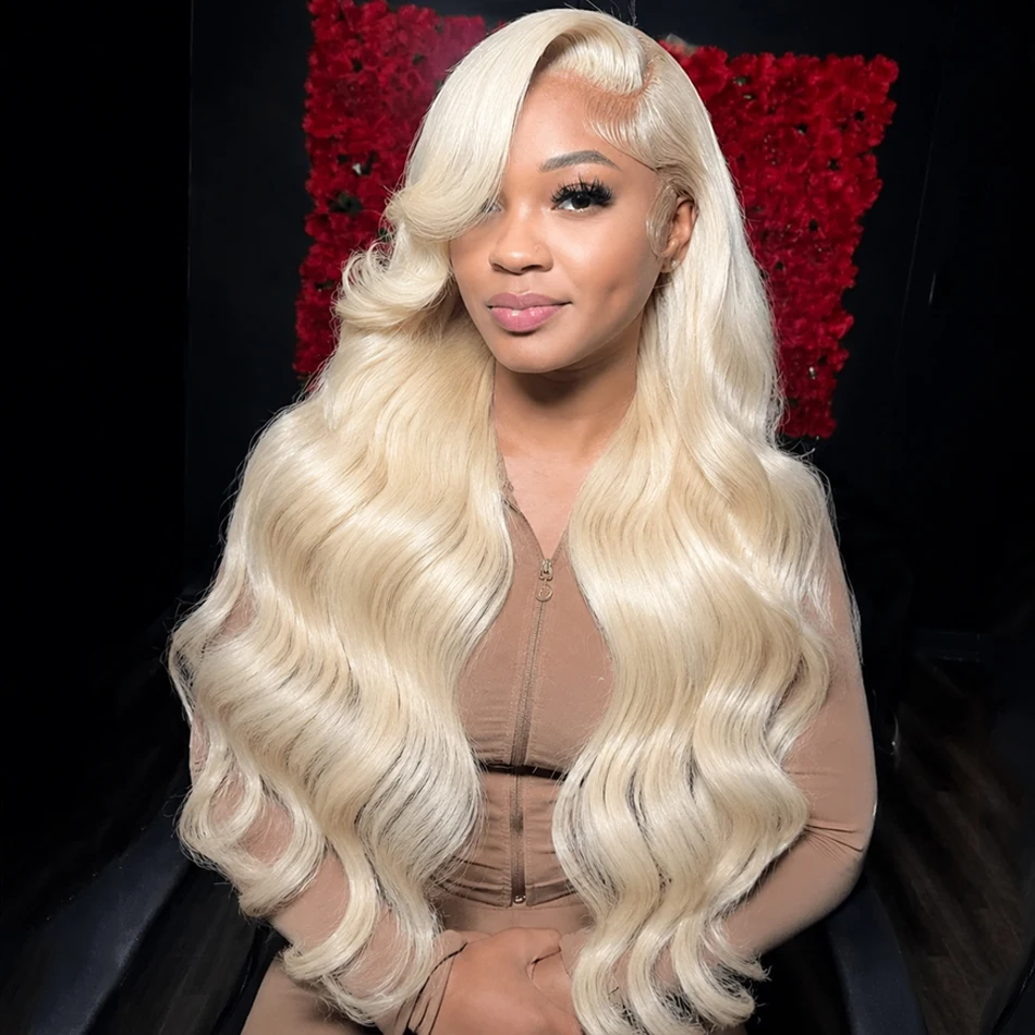 613 Lace Frontal Blonde Wigs Pre Plucked With Baby Hair 38inch HD Transparent Lace Front Human Hair Body Wave Wigs 38inch Colored Blonde 13x6 Lace Frontal Wigs For Woman BB Face Indian Long Wavy Wigs 250% denisty Can Be Dye