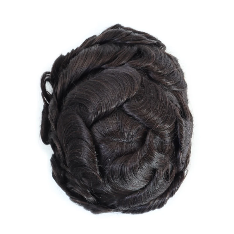 ISkin Hair Prosthesis Full PU 0.12-0.14cm With Knots Men Toupee Hairpiece Human Hair Wig 30mm Natural Wave Indian Hair System