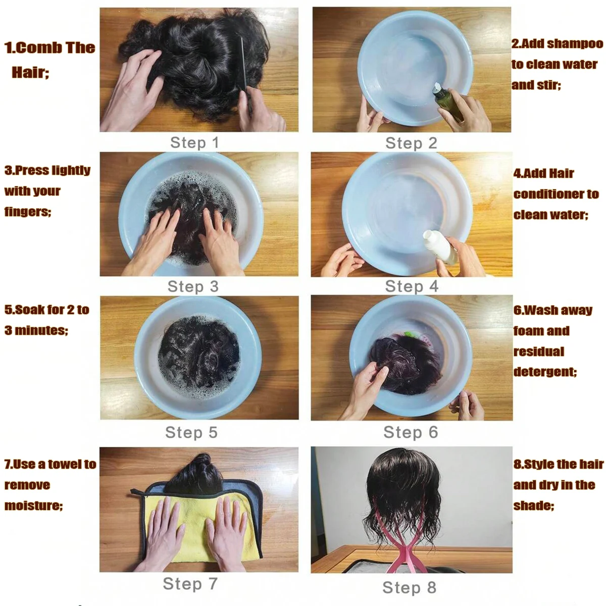 Band Style 8x10" Human Hair Mens Toupee Fine Mono and Thin Skin Base Hair Replacement System Breathable Toupee Durable Hairpiece