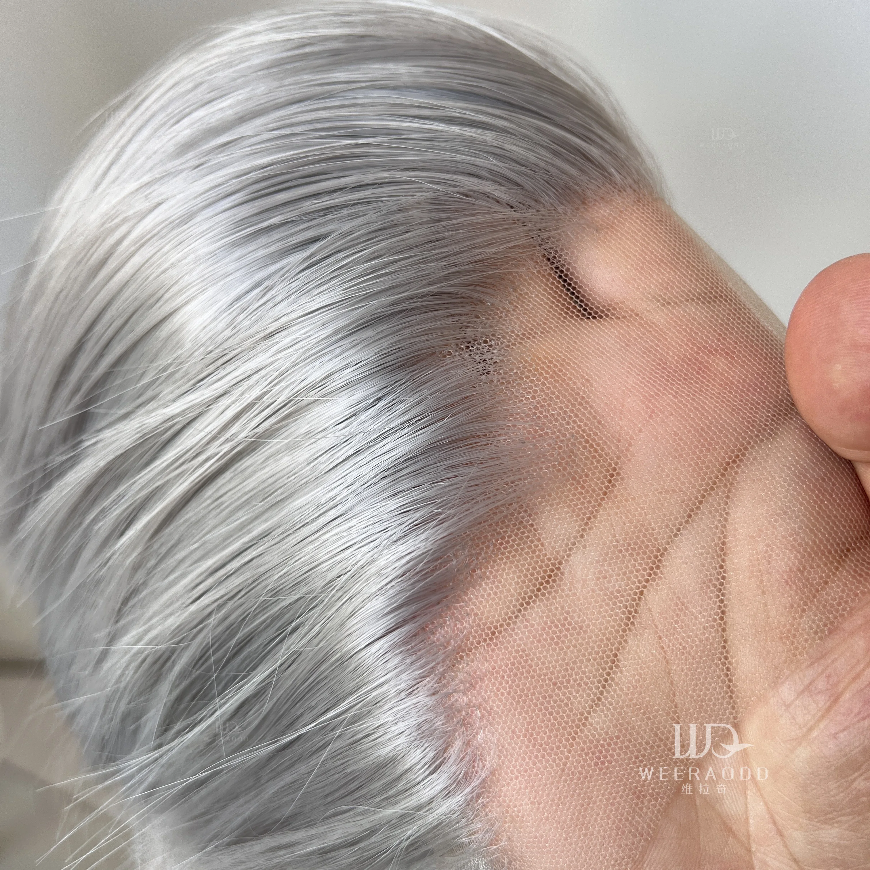 Grey Short Wig for Man with A Slicked-back Hairstyle 13*4 HD Synthetic Lace Front Wig Headband Cosplay Wigs Lace Frontal Peluca