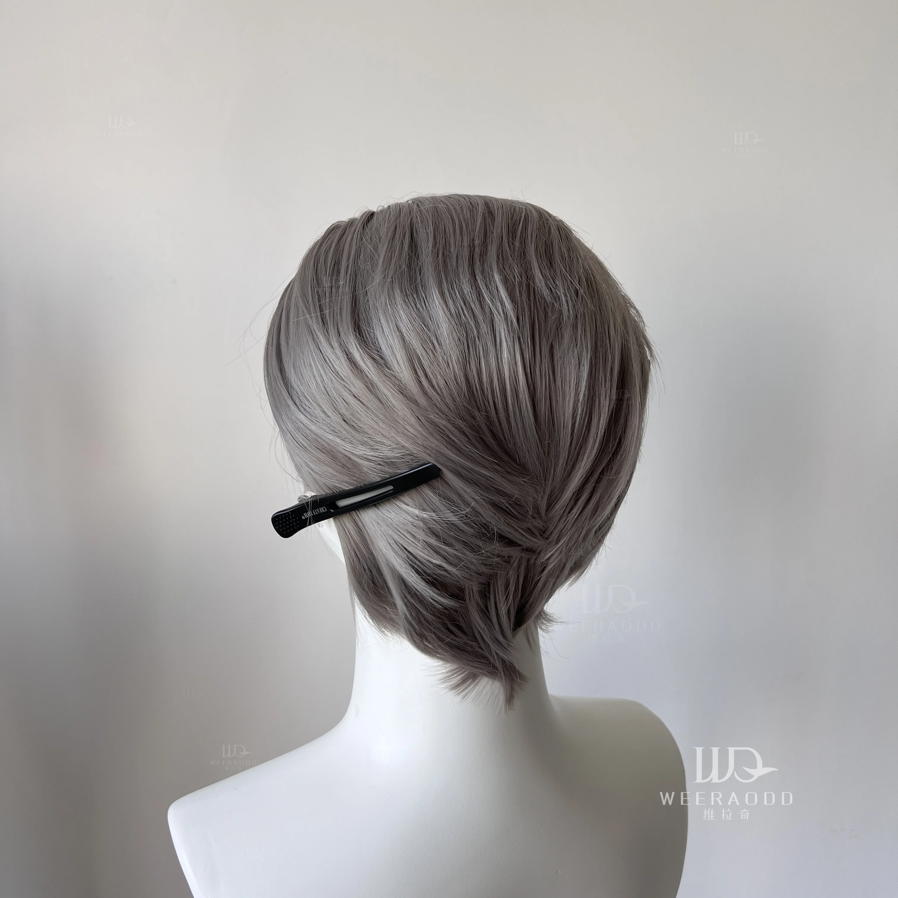 Grey Short Wig for Man with A Slicked-back Hairstyle 13*4 HD Synthetic Lace Front Wig Headband Cosplay Wigs Lace Frontal Peluca