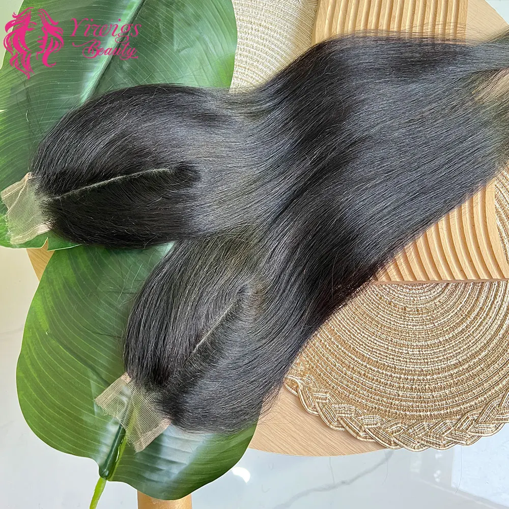 Light Yaki Straight 2x6 HD Lace Frontal Closure Only Natural Color 100% Raw Virgin Human Hair Deep Parting Pre Plucked Hair