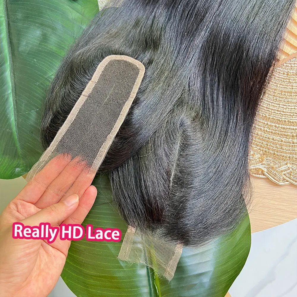 Light Yaki Straight 2x6 HD Lace Frontal Closure Only Natural Color 100% Raw Virgin Human Hair Deep Parting Pre Plucked Hair