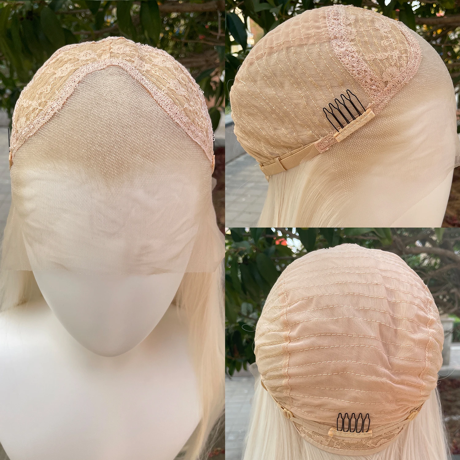 Elf Cosplay Peak Style Platinum Blonde Synthetic 13x4 Lace Front Wigs Women 26 Inch Long Straight Silky Free Part 150% Density