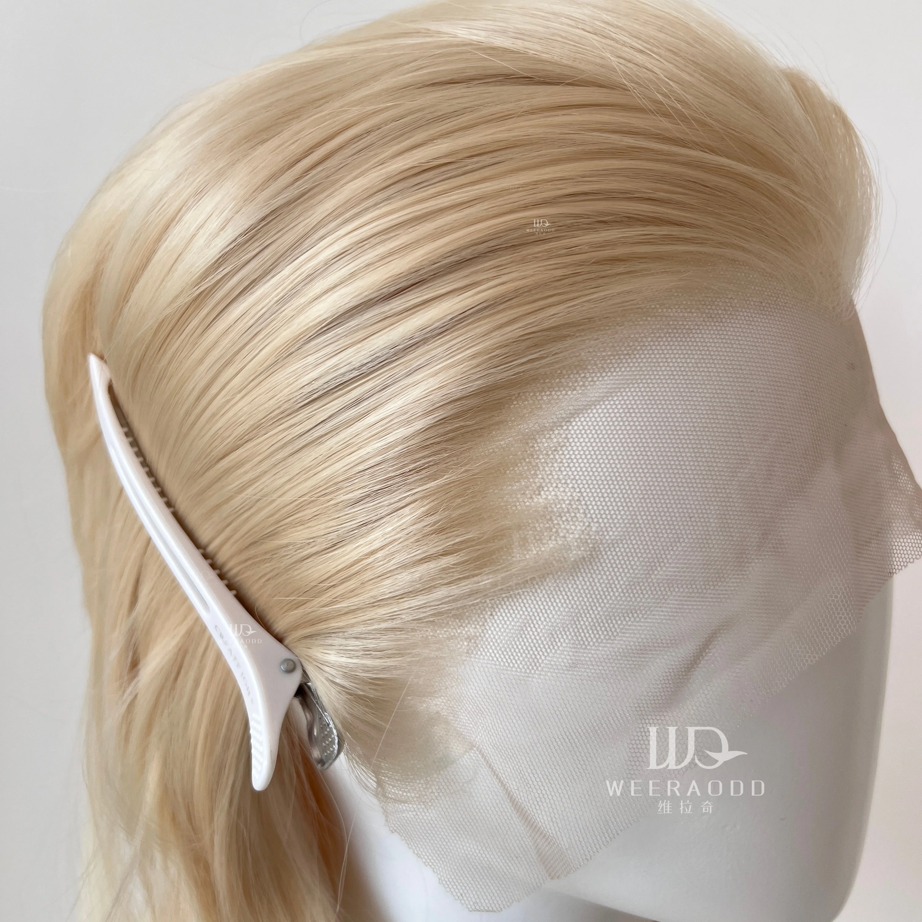 16Inch Light Blonde Mullet Wig Shoulder Length Glueless Wig with Hand Tied Lace Front Heat Resistant Fiber for Women Cosplay Dai