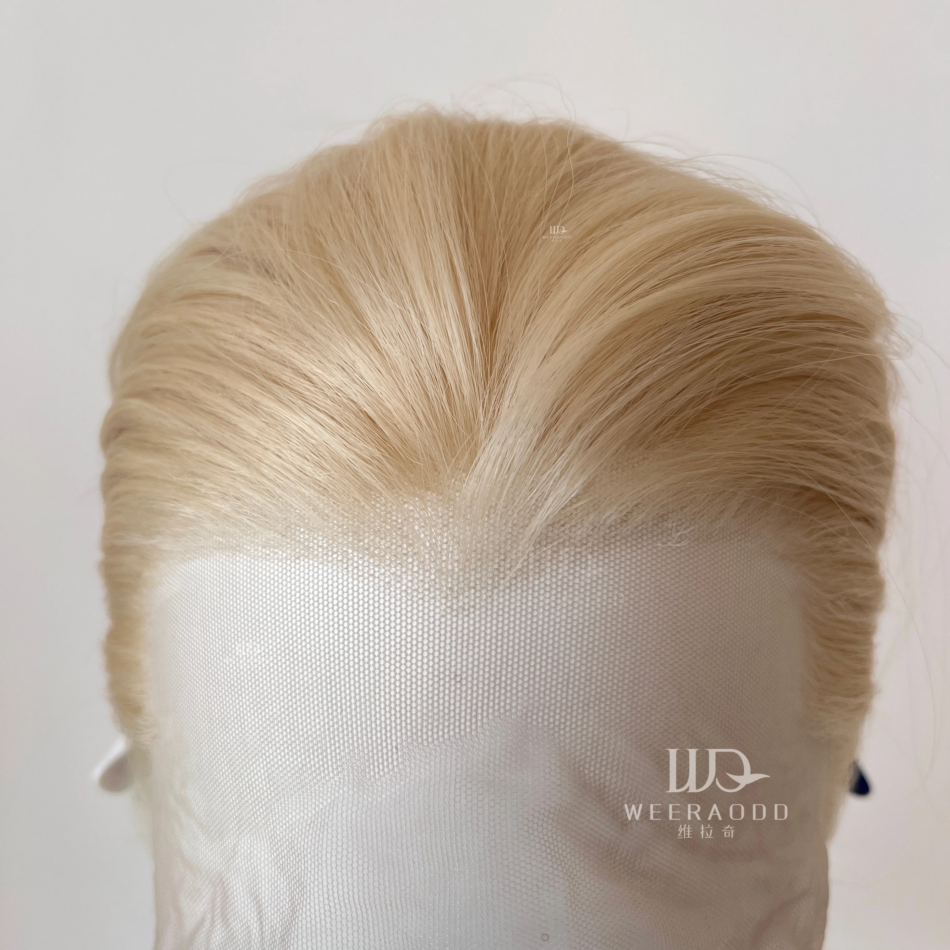 16Inch Light Blonde Mullet Wig Shoulder Length Glueless Wig with Hand Tied Lace Front Heat Resistant Fiber for Women Cosplay Dai