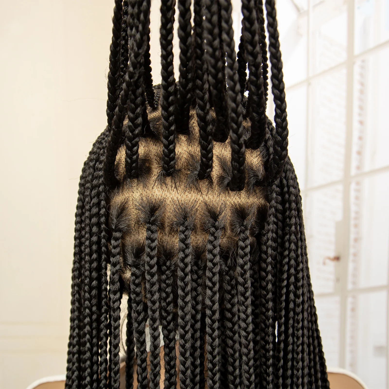 Synthetic Full Lace Cornrow Braided Wigs 36 Inches Lace Frontal Square Knotless Box African Braiding Wig for Black Women