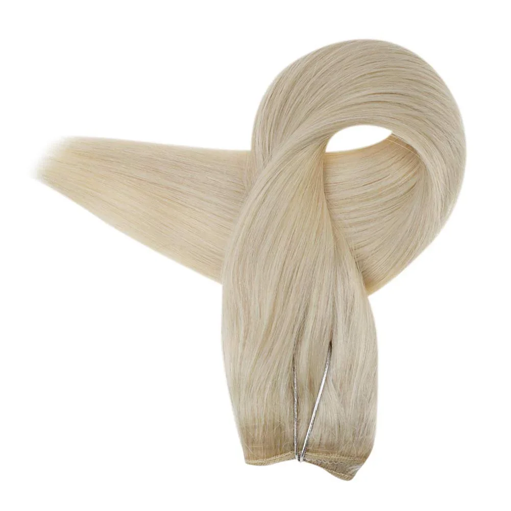LaaVoo Fishing Wire Hair Extension For Women 12-20inch 100% Real Brazilian Human Hair Straight Natural Fish Line Hair Weft Hair