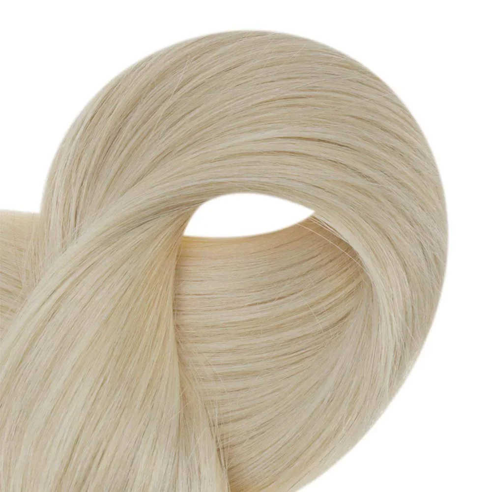 LaaVoo Fishing Wire Hair Extension For Women 12-20inch 100% Real Brazilian Human Hair Straight Natural Fish Line Hair Weft Hair