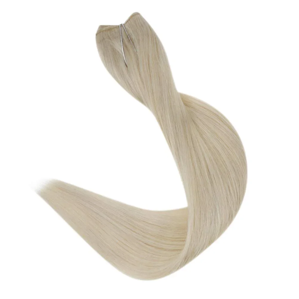 LaaVoo Fishing Wire Hair Extension For Women 12-20inch 100% Real Brazilian Human Hair Straight Natural Fish Line Hair Weft Hair