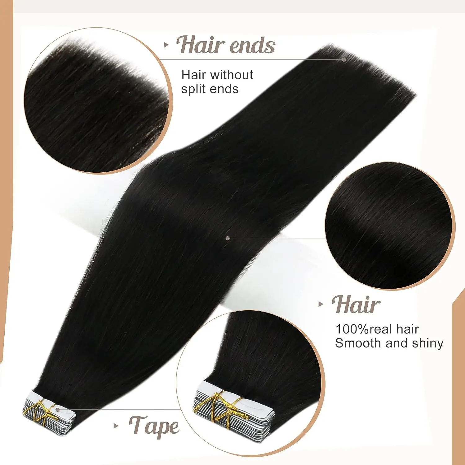 Full Shine Tape in Human Hair Extension Pure Color 20pcs 26-28inch Tape in Hair Extensions Seamless Skin Weft Adhesive Glue