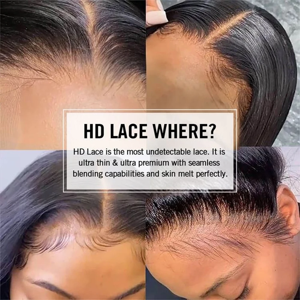 HiEbony HD Lace Closure Only Straight 5x5 6x6 7x7 Melt Skin HD Lace Closure 100% Human Hair Thick HD Lace Closure Pre-Plucked