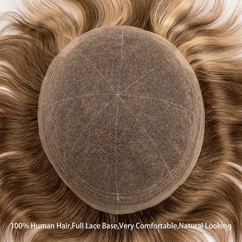 Full French Lace Base Male Hair Prosthesis Breathable Toupee For Men Human Hair Men's Wigs Capilar Hombre Blond Man Wig Systems