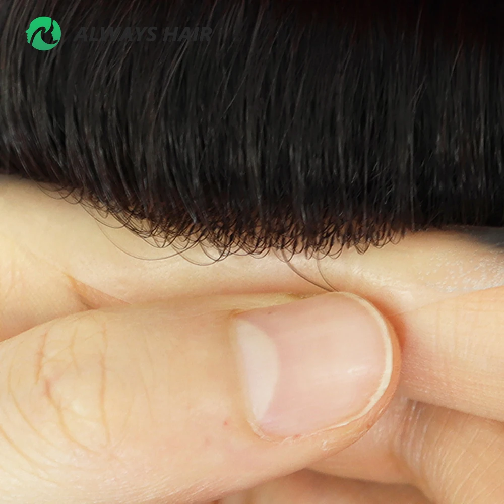 Cheap Durable Mono PU Wig Man Toupee Free Style Off Black Indian Human Hair Men's Capillary Prothesis 6x8 6x9 7x9 8x10